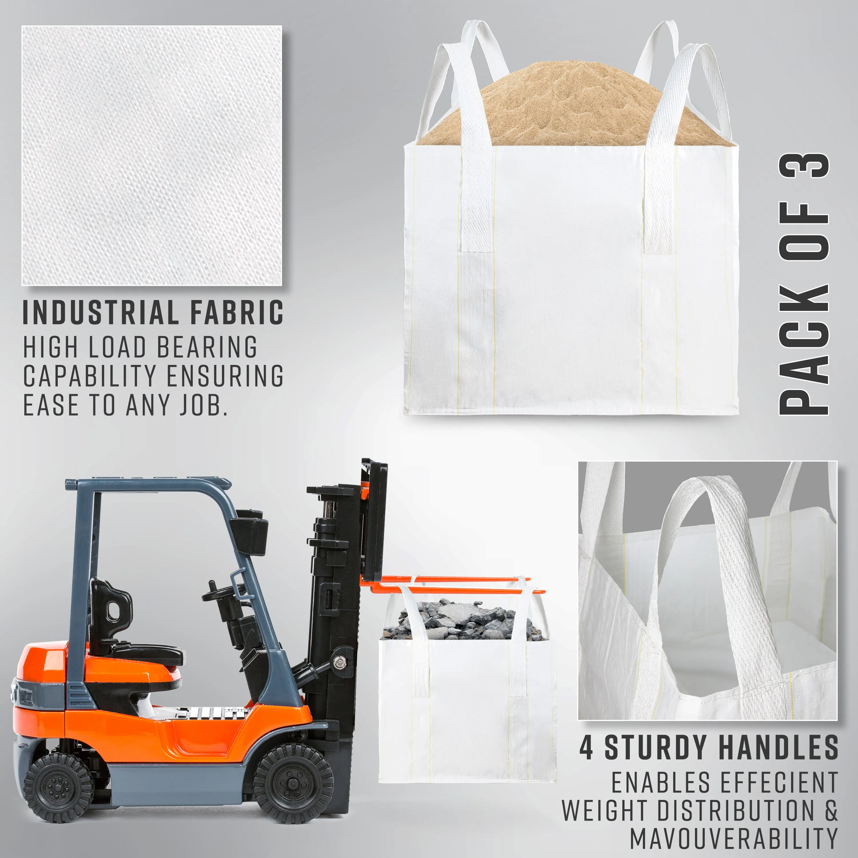 Deco Express Garden Waste Bags - Heavy Duty Bags - White 1T - 3 Pack