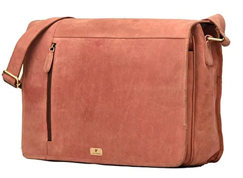 Devil Hunter Leather Laptop Messenger Bag Vintage Briefcase Satchel for Men and Women- 16 Inch