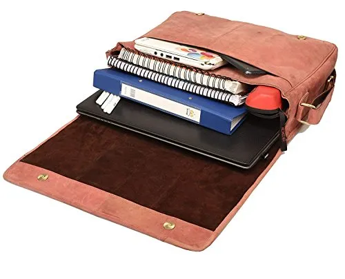 Devil Hunter Leather Laptop Messenger Bag Vintage Briefcase Satchel for Men and Women- 16 Inch