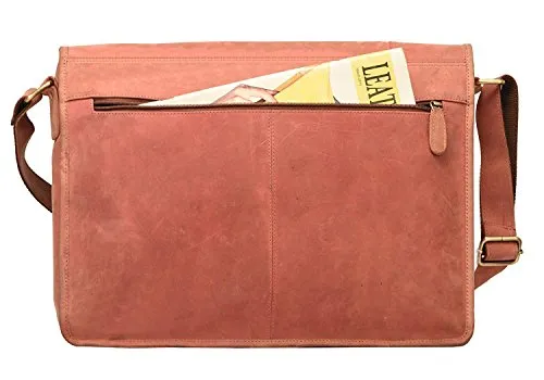 Devil Hunter Leather Laptop Messenger Bag Vintage Briefcase Satchel for Men and Women- 16 Inch