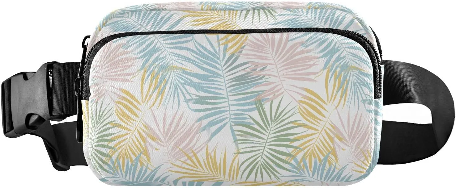 Fanny Pack Belt Bag for Women Coloful Palm Leaves Fashion Crossbody Bag Waist Pack Sling Backpack with Adjustable Strap