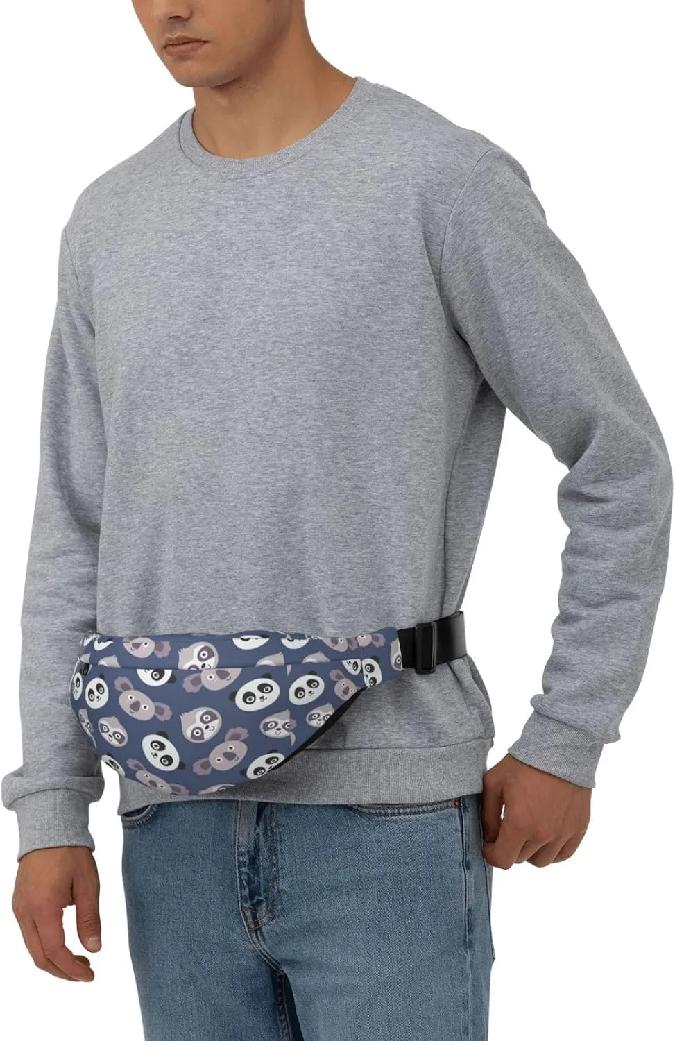 Fanny Pack for Women Men,Cute Panda Koala Pattern Large Crossbody Waist Pack Belt Bag for Workout Hiking Running Travel