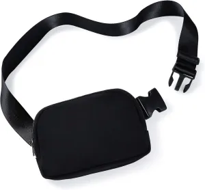 Fanny Packs for Women Men, Everywhere Belt Bag with Adjustable Strap Fashion Waist Pouch Crossbody Bags for Travel, Shopping, Workout, Hiking and Running (Black)