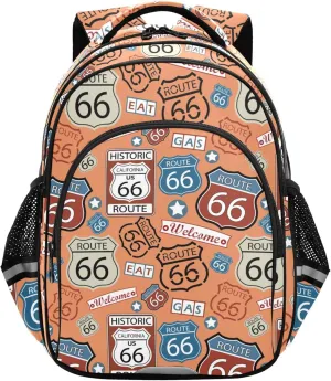 Fisyme Route 66 Backpack Laptop Back Pack Daycare Bag Bookbag Travel School Backpacks Medium