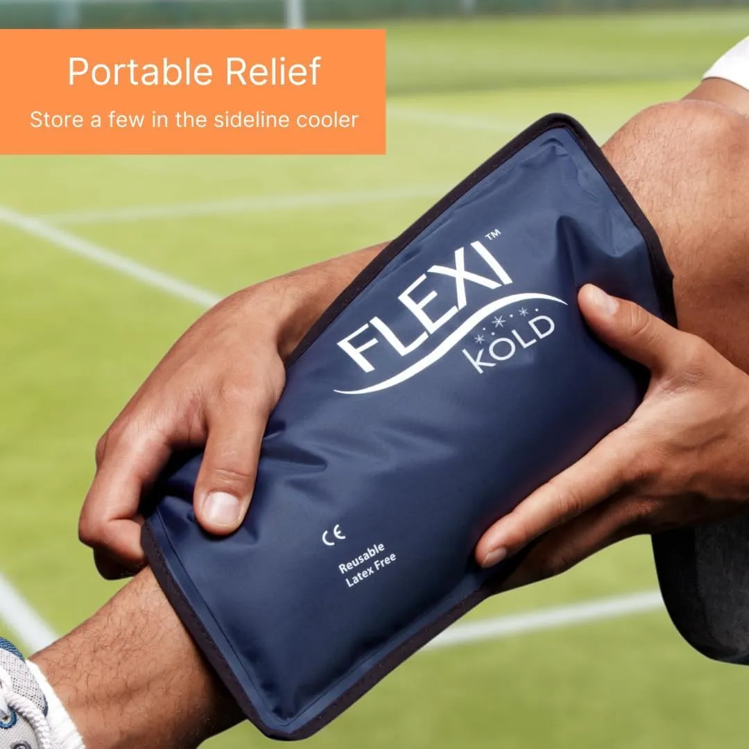 FlexiKold Gel Soft Flexible Ice Packs for Injuries - Reusable Freezer Cold Pack, Cold Compress & Cooling Gel Pad for Face, Shoulder, Hip, Leg, Arm, Ankle & Foot Injury - Medium - 7.5 x 11.5