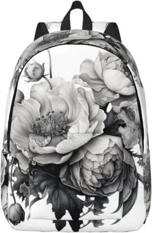 Floral Graphite Canvas Backpack For Men Women,Casual Rucksack Backpack, Laptop College Hiking Travel Bag