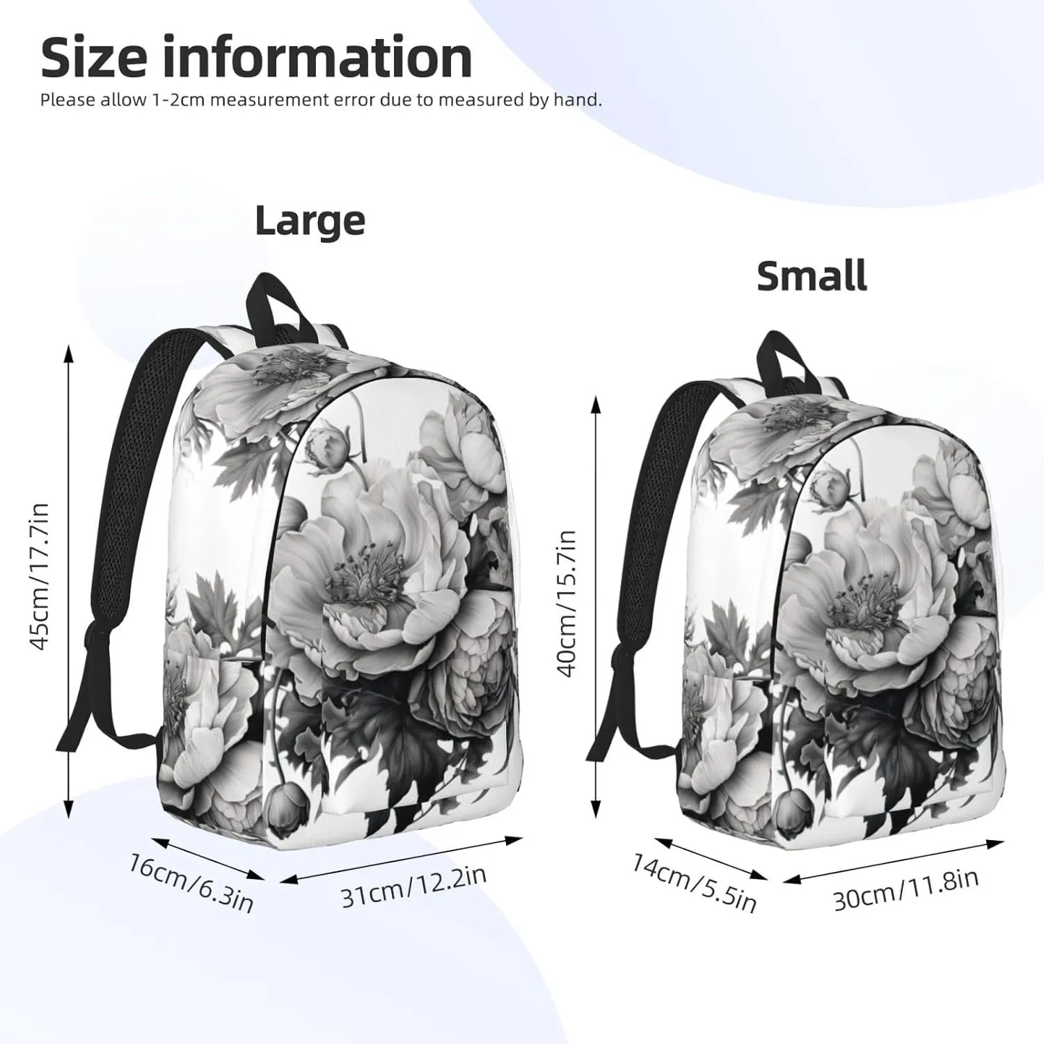 Floral Graphite Canvas Backpack For Men Women,Casual Rucksack Backpack, Laptop College Hiking Travel Bag