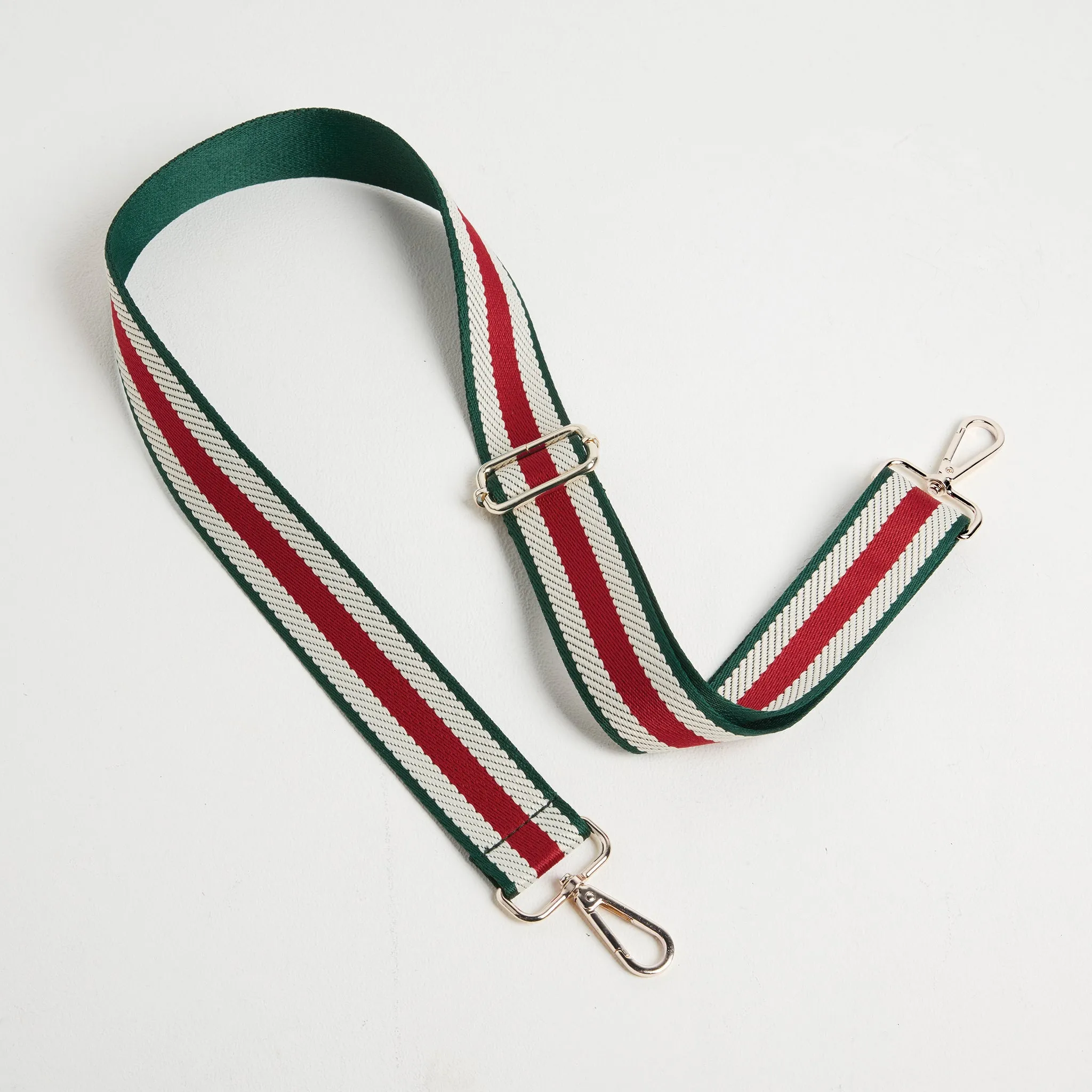 Florence Crossbody Bag in Red with Green Stripe Strap