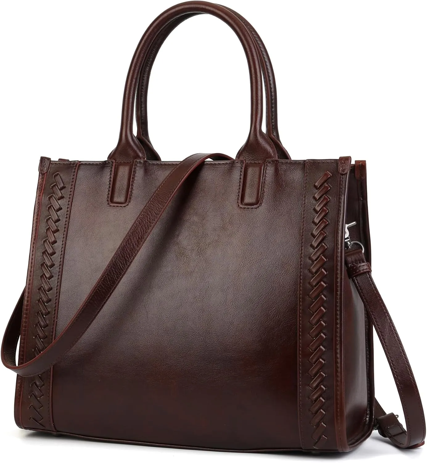 Genuine Leather Handbags Purses for Women Medium Satchel Tote Shoulder Crossbody Bags Top Handle with Strap