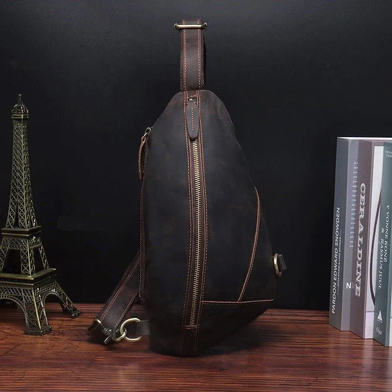 Genuine Leather Outdoor Sling Bag for Men