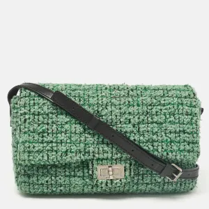 Green/Black Leather Tweed Reissue 2.55 Flap Bag