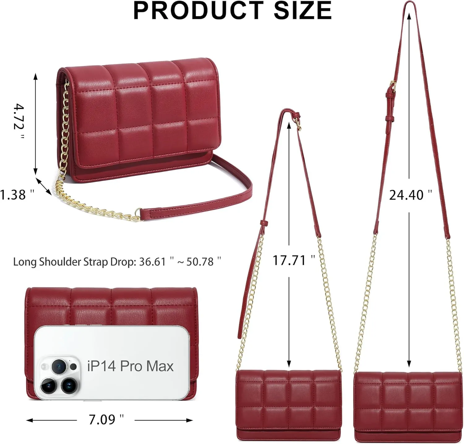 KUKOO Small Crossbody Bag for Women Cell Phone Wallet Purse Clutch Handbags with Credit Card Slots