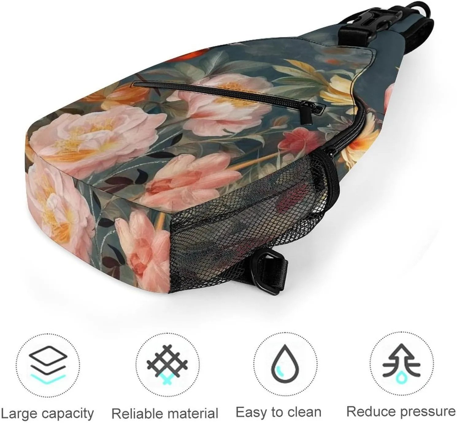 Lightweight Chest Bag Crossbody Bag Flowers Birds Sling Backpack for Women Men Sports Travel