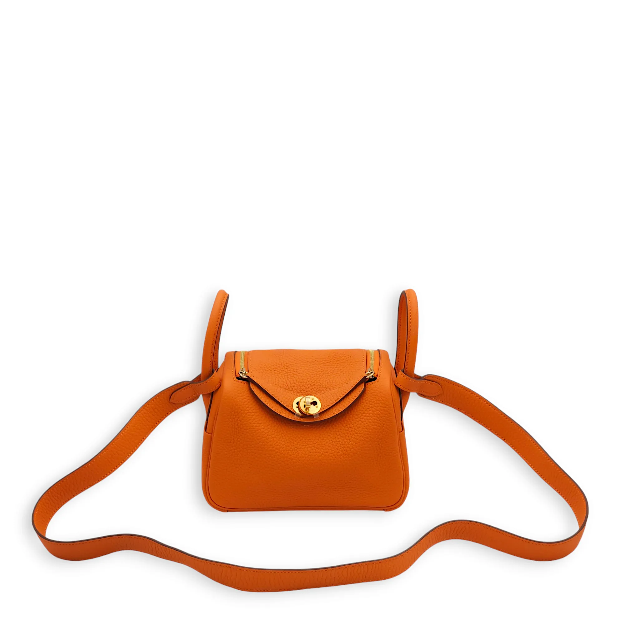 Lindy Mini Orange in Clemence, Gold hardware