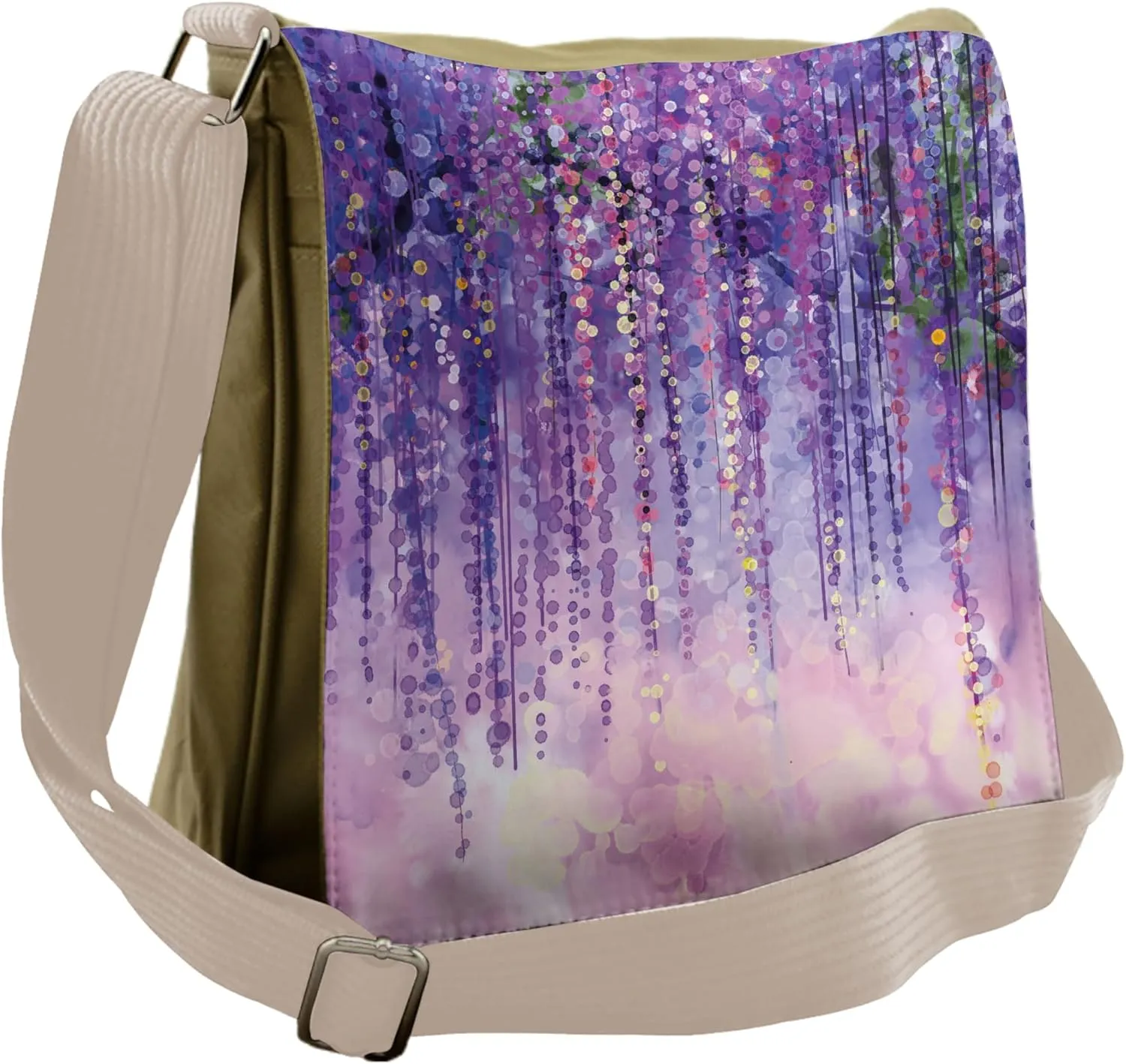 Lunarable Flower Messenger Bag, Ivy Blossoms Woodland Design, Unisex Cross-body