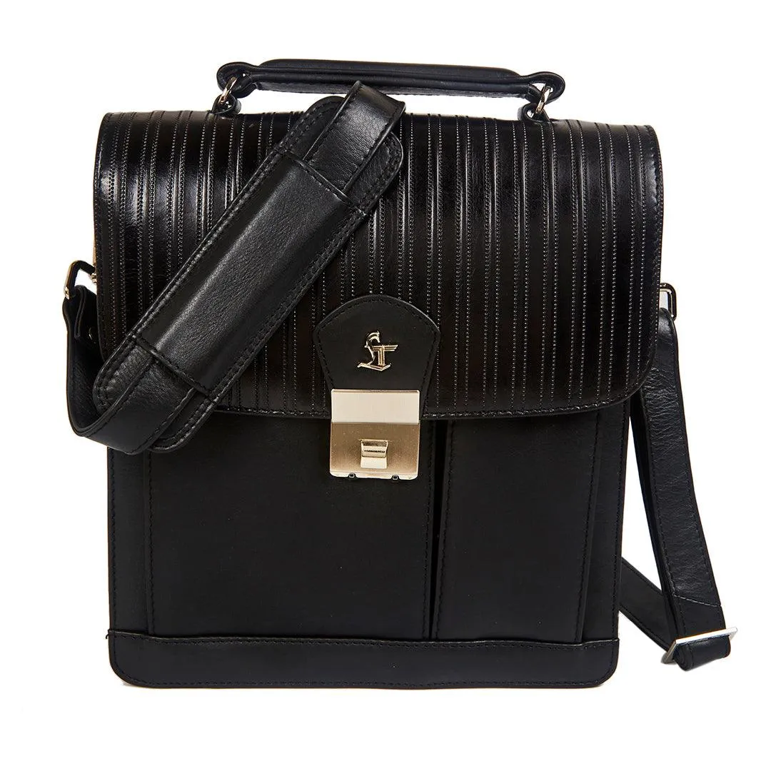 Men’s Bag V |  Leather Messenger Bag For Men | Colour : Black