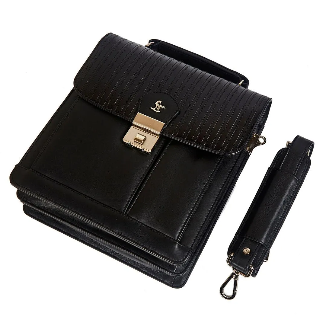Men’s Bag V |  Leather Messenger Bag For Men | Colour : Black