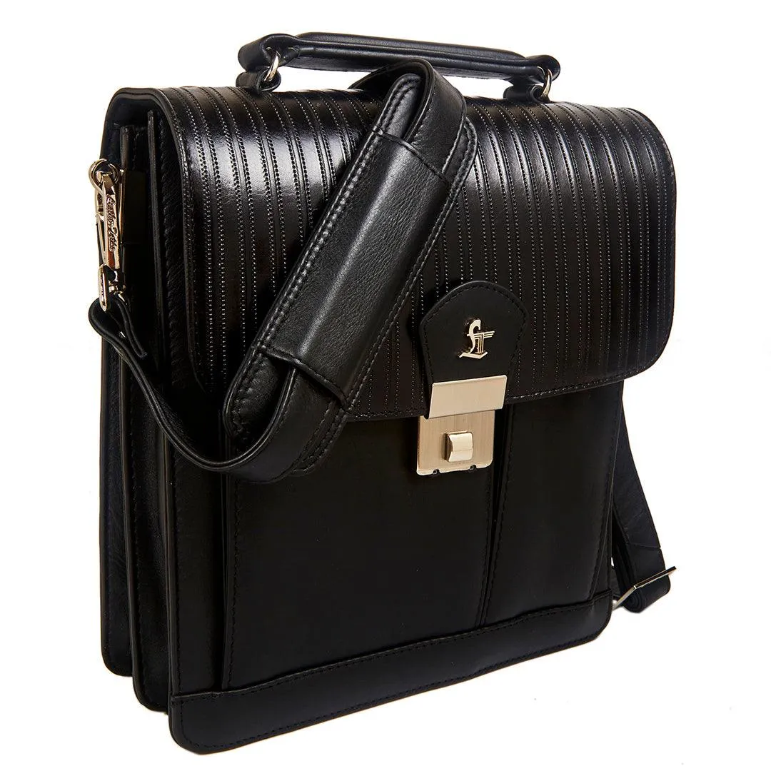 Men’s Bag V |  Leather Messenger Bag For Men | Colour : Black