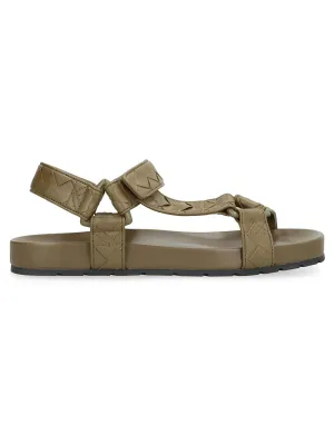 Men's Trip Leather Sandals in Green | Size 45 | 775305V3HB0 Color 2844