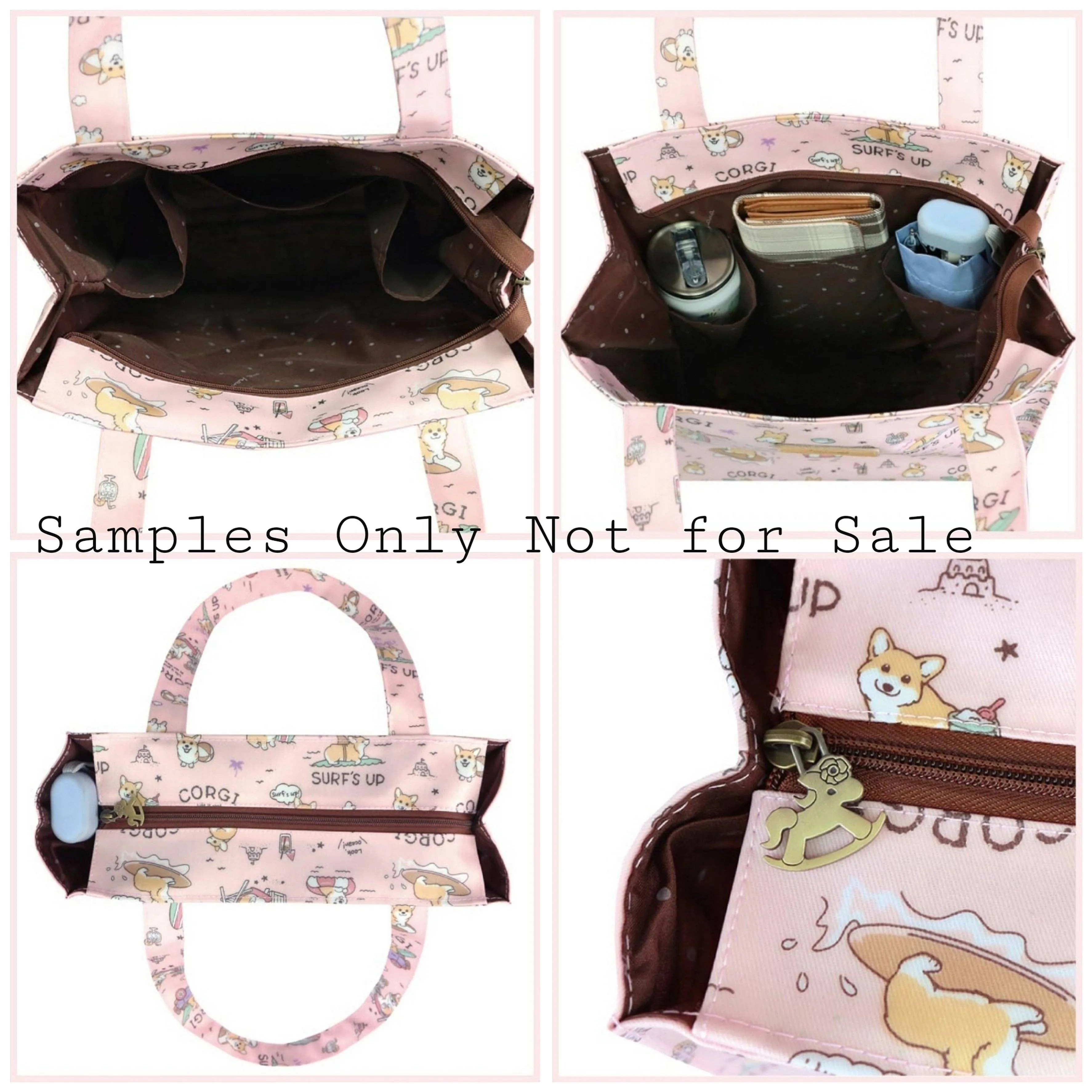 Midnight Blue Boba Corgi Large Tote