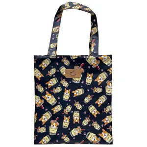 Midnight Blue Boba Corgi Large Tote