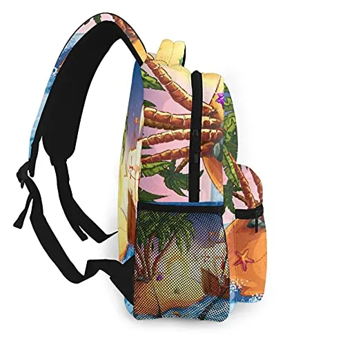Multi leisure backpack,Pirate Ship,Ghost Ship On Exotic Sea Near Tre, travel sports School bag for adult youth College Students