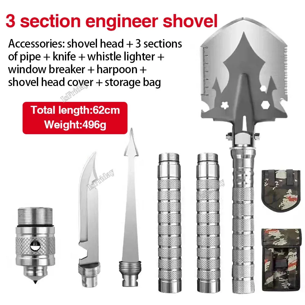 Multifunctional Outdoor Shovel 4-Section Pipe