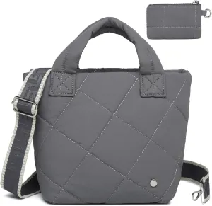 MYHOZEE Small Puffer Tote Bag, Quilted Crossbody Bags for Women Puffy Nylon Shoulder Purses Lightweight Mini Handbags