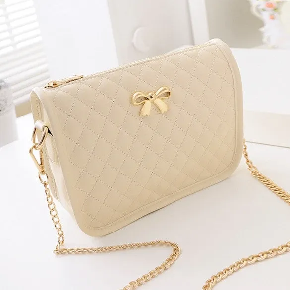 New Fashion Women Synthetic Leather Casual Bow Shoulder Bag Cross Bag Handbag