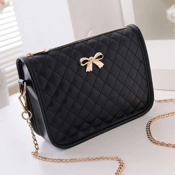 New Fashion Women Synthetic Leather Casual Bow Shoulder Bag Cross Bag Handbag