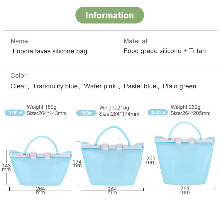 Reusable Freezer bags with Double Buckle
