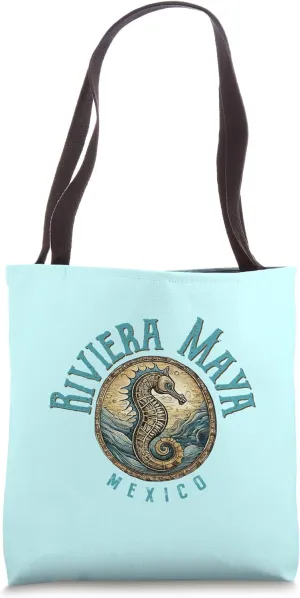 Riviera Maya Mexico Seahorse Design Tote Bag