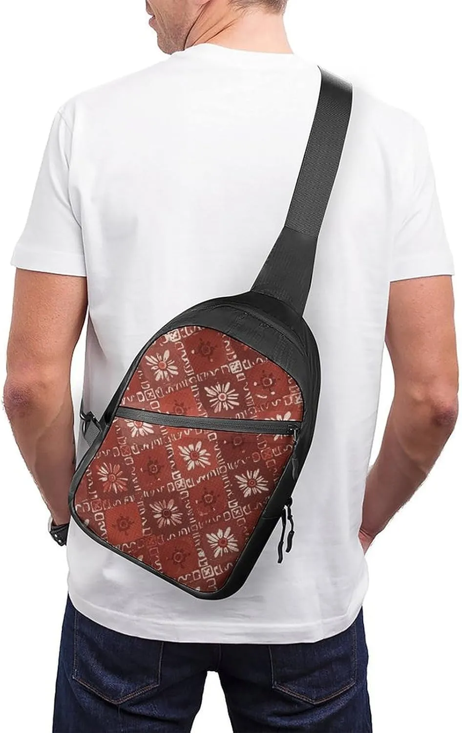 Sling Bag for Women Men Daypack Fashion Rust Pattern Chest Bag Crossbody Backpack for Hiking Travel