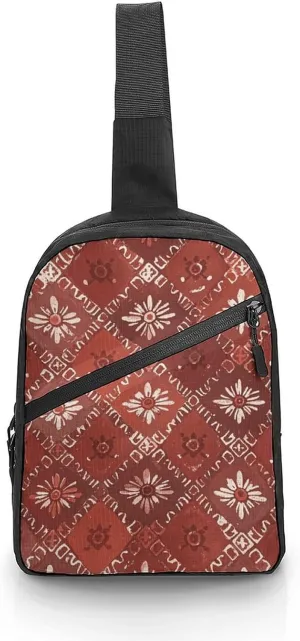 Sling Bag for Women Men Daypack Fashion Rust Pattern Chest Bag Crossbody Backpack for Hiking Travel