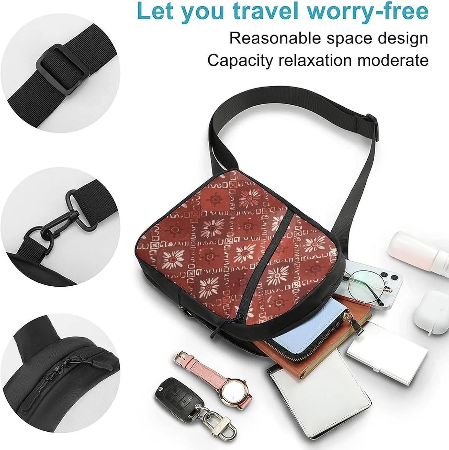Sling Bag for Women Men Daypack Fashion Rust Pattern Chest Bag Crossbody Backpack for Hiking Travel