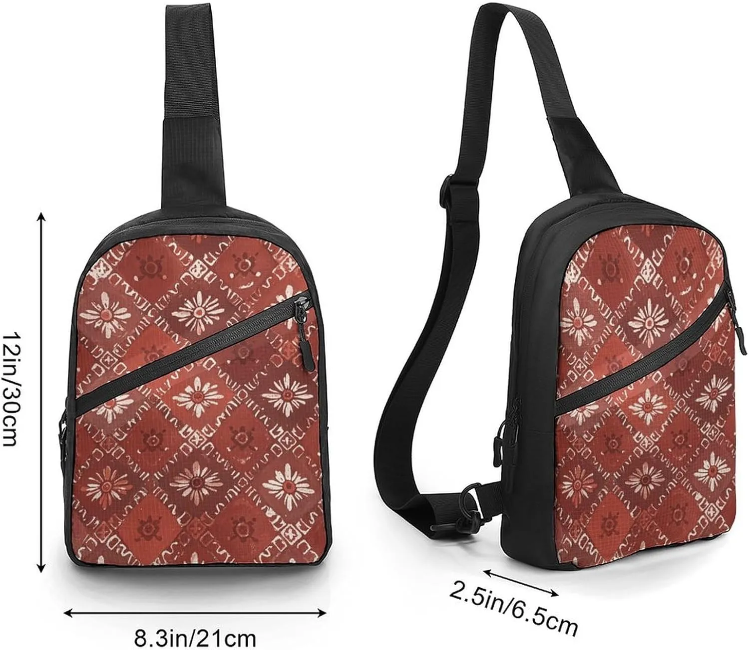 Sling Bag for Women Men Daypack Fashion Rust Pattern Chest Bag Crossbody Backpack for Hiking Travel