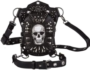 Steampunk Waist Bag Fanny Pack Fashion Gothic Leather Shoulder Crossbody Messenger Bags Thigh Leg Hip Holster Purse Travel Pouch Hiking Sport Chain Bags for Women Men