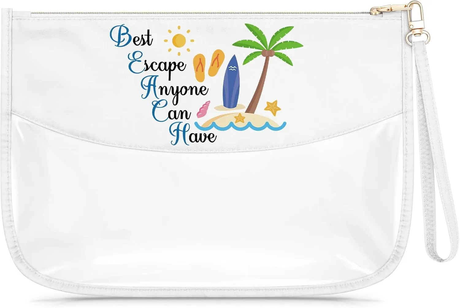 Summer Beach Makeup Bag Vacation Beside Themed Gift for Beach Lover Clear Cosmetic Bag Coconut Surfer Lover Present Girls Trip Gift Beside Stuff Necessities for Bestie Birthday Christmas Graduation