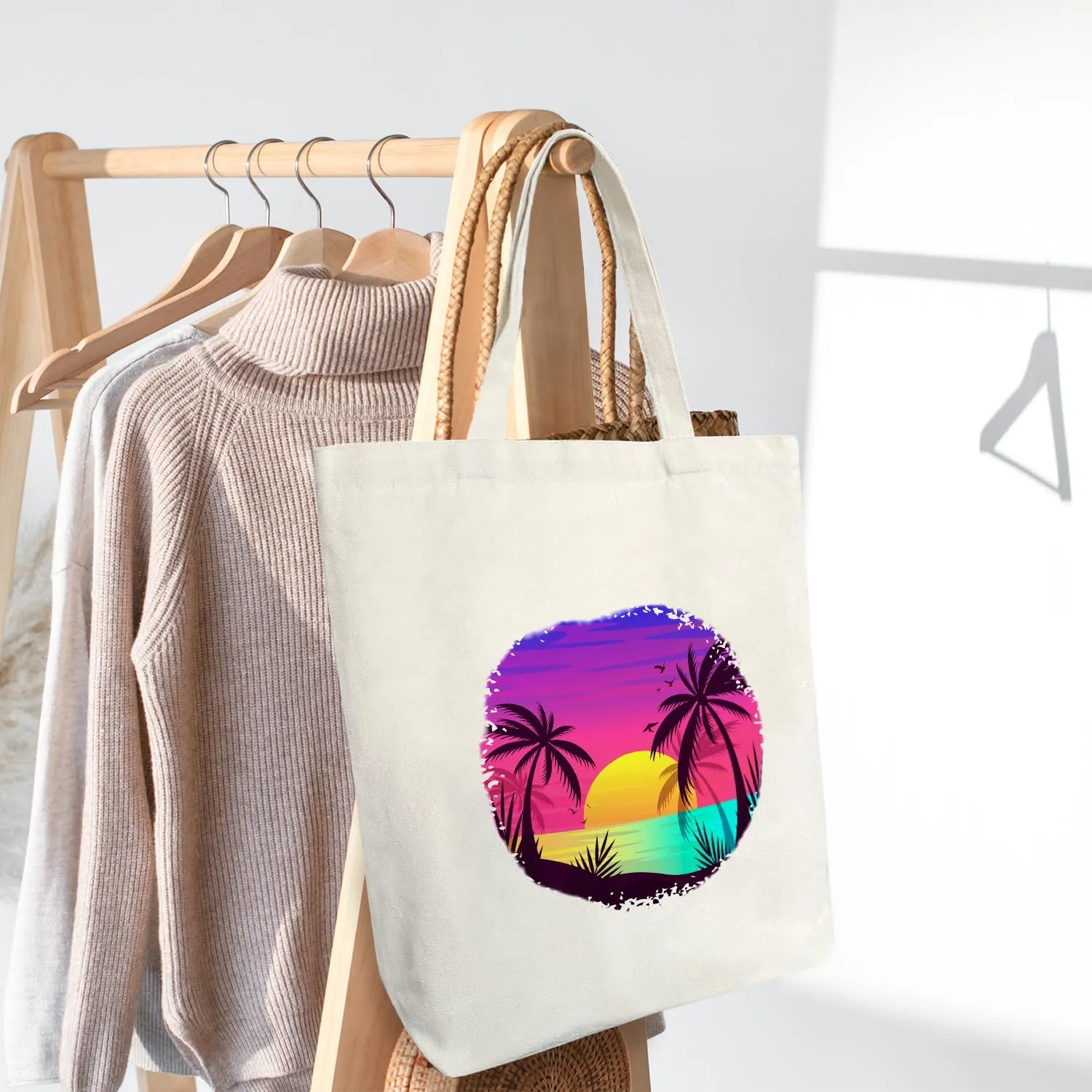 Summer Canvas Tote Bag for Women Tote Bags Large Capacity Bag Gifts Beach Tote Bag Shopping Bags Reusable Grocery Bags