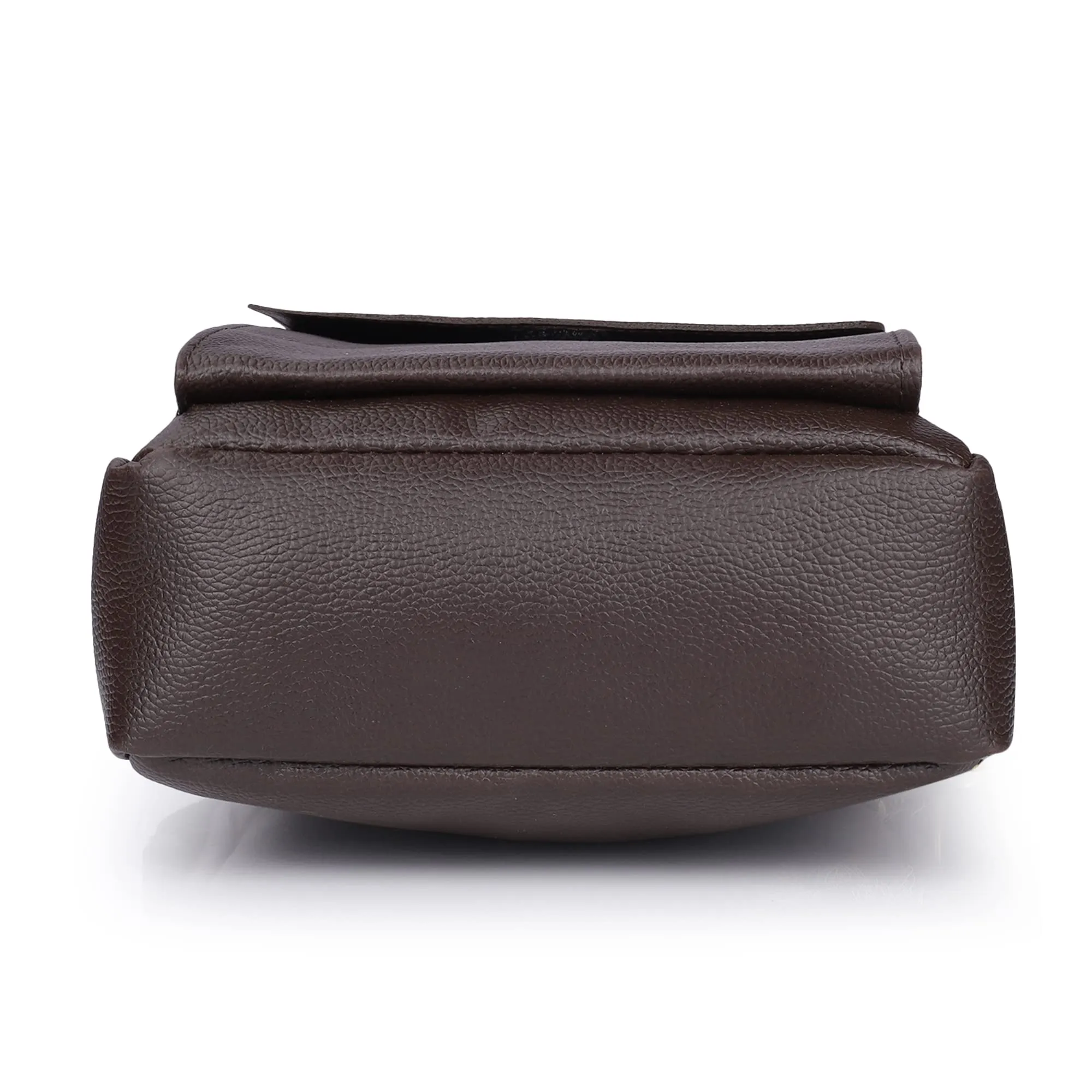 THE CLOWNFISH Alma Faux Leather Sling Bag - Water Resistant, Adjustable Strap | 4L | Dark Brown