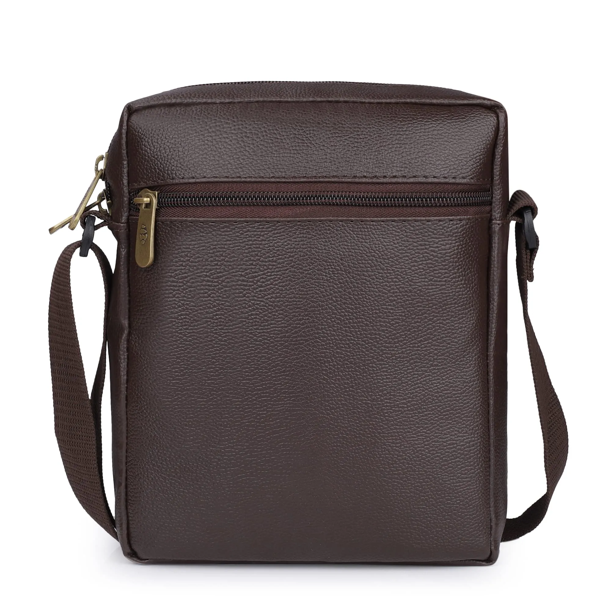 THE CLOWNFISH Alma Faux Leather Sling Bag - Water Resistant, Adjustable Strap | 4L | Dark Brown