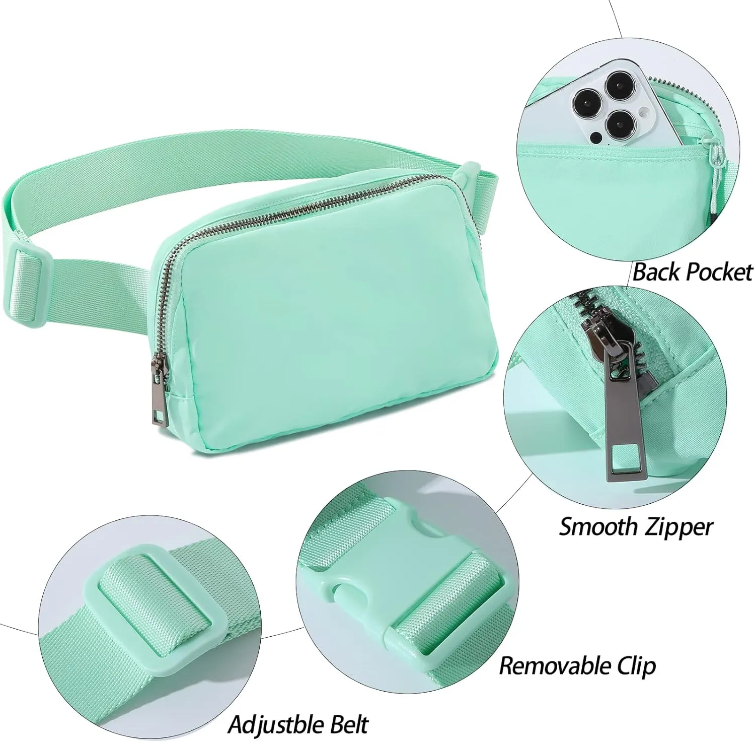 TOBVZOO Belt Bag Fanny Pack Crossbody Bags for Women Men, Everywhere Belt Bags with Adjustable Strap, Unisex Mini Fashion Waist Packs (MintGreen)
