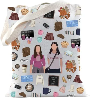 TSOTMO TV Show Tote Bag Fall Vibes Gift Autumn Festival Hand Bag Luke's Diner Coffee Rory Lorelai Gift For Fans