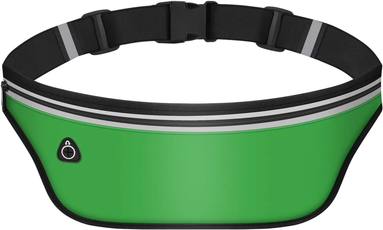 UltraSlim Fanny Packs for Women Men Slim Running Belt Waist Pack Runners Bag Waterproof Money Belt (Green)