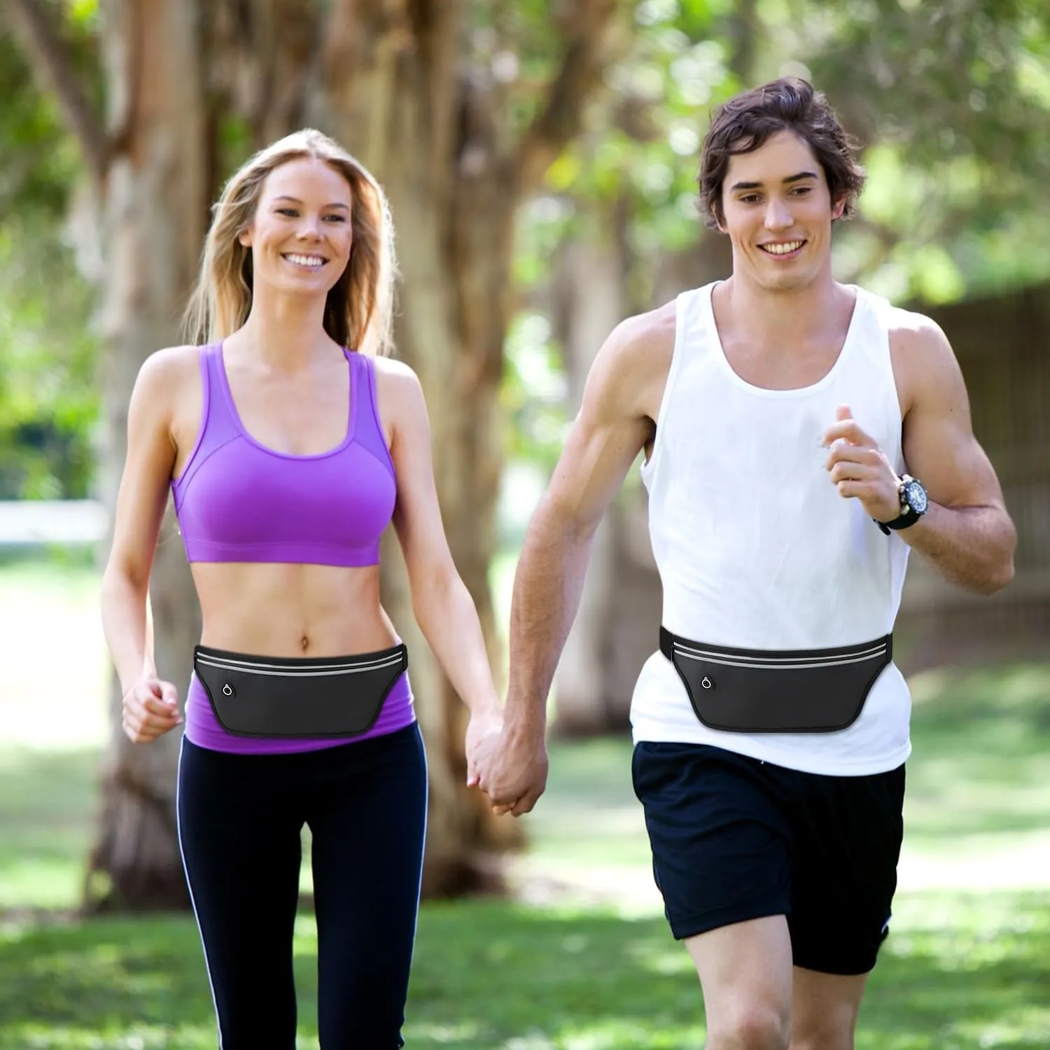 UltraSlim Fanny Packs for Women Men Slim Running Belt Waist Pack Runners Bag Waterproof Money Belt (Green)