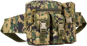 UNISTRENGH Tactical Fanny Packs Pouch With Water Bottle Pocket Holder Waterproof Molle Waist Pack Hip Belt Bag (Jungle Digital)
