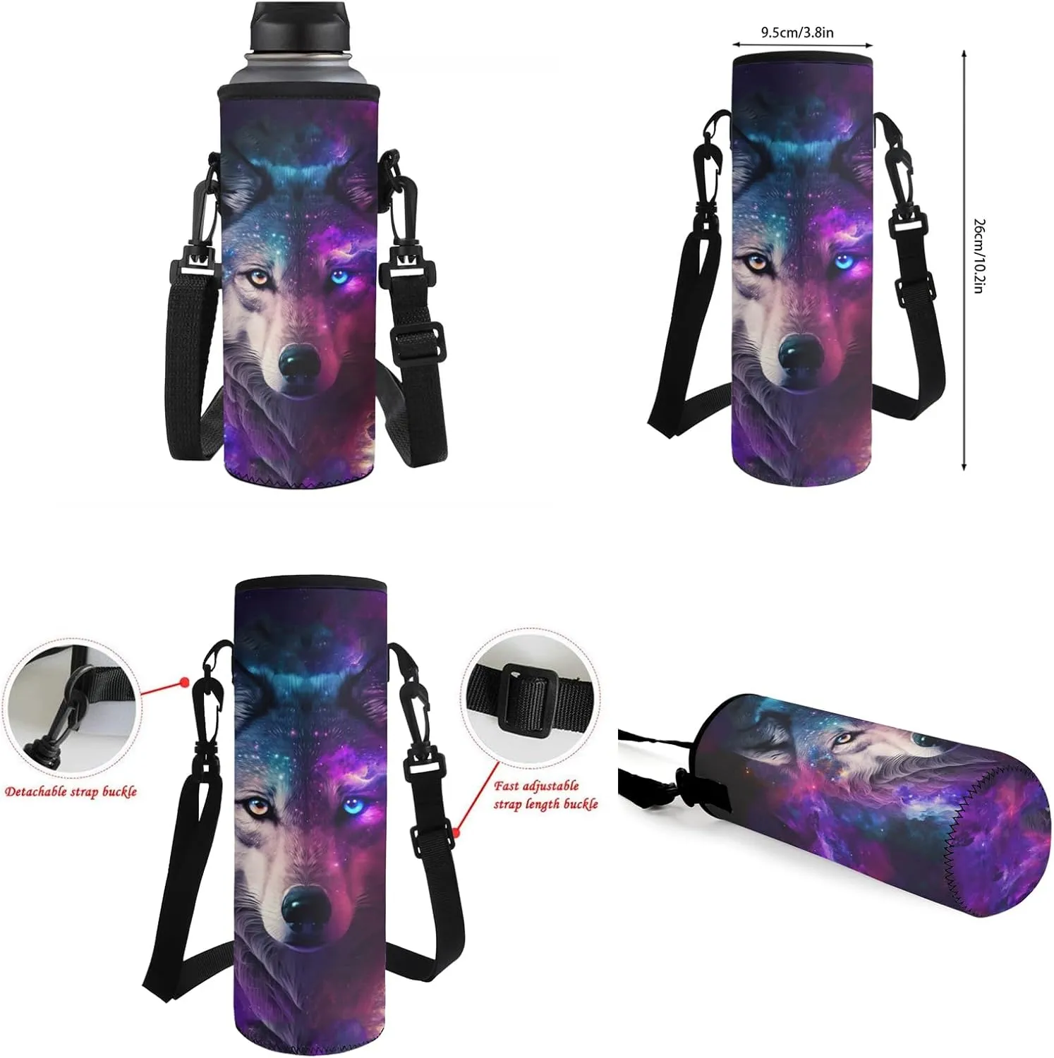 Upetstory Galaxy Wolf Backpacks Set for School for Kids Girls Boys School Bag Set with Lunch Box Pencil Case Water Bottle Sleeve Preschool Kindergarten Elementary Bookbag Teenager Schoolbag