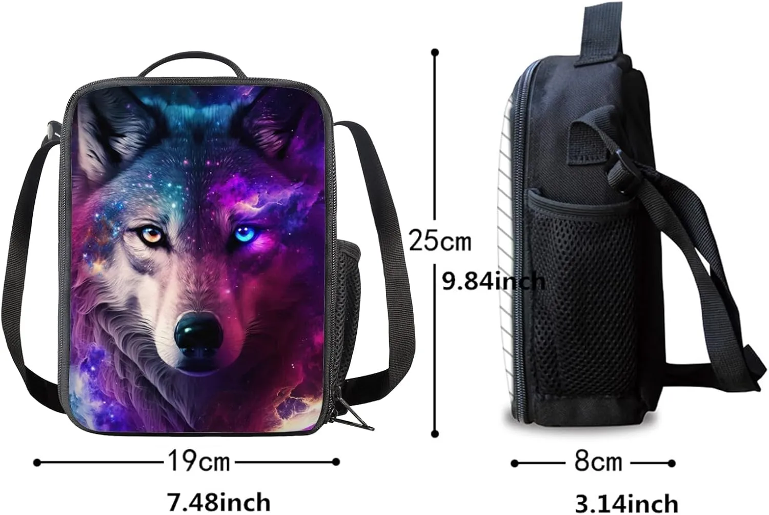 Upetstory Galaxy Wolf Backpacks Set for School for Kids Girls Boys School Bag Set with Lunch Box Pencil Case Water Bottle Sleeve Preschool Kindergarten Elementary Bookbag Teenager Schoolbag