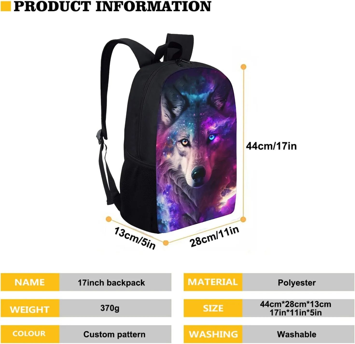 Upetstory Galaxy Wolf Backpacks Set for School for Kids Girls Boys School Bag Set with Lunch Box Pencil Case Water Bottle Sleeve Preschool Kindergarten Elementary Bookbag Teenager Schoolbag