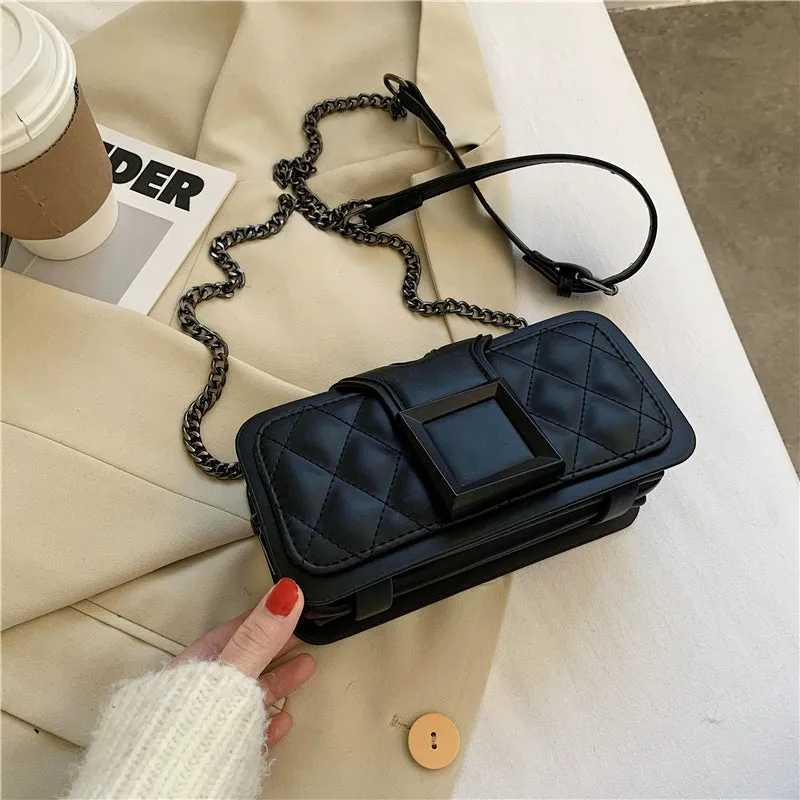 Women's Leather Trendy Rhombus Crossbody Bag (In Stock)
